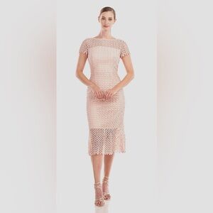 NWT! Kay Unger Tatum Midi Dress -Soft Blush, Size 14